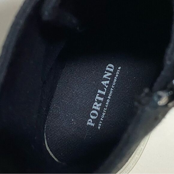 PORTLAND Boot Company Canvas Lug Sole lace up Y2K zip up moto combat boots 6 - Picture 8 of 10